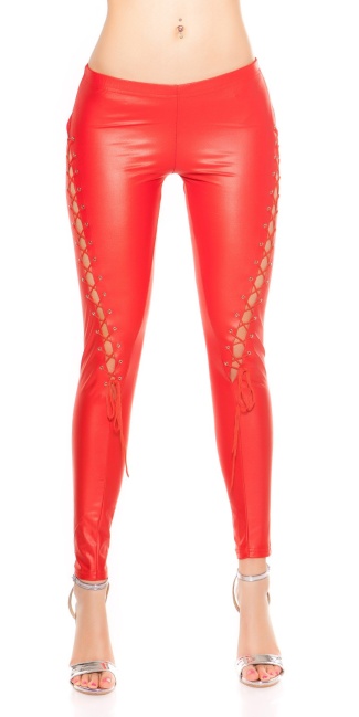 Leggings with lacing in the front Red